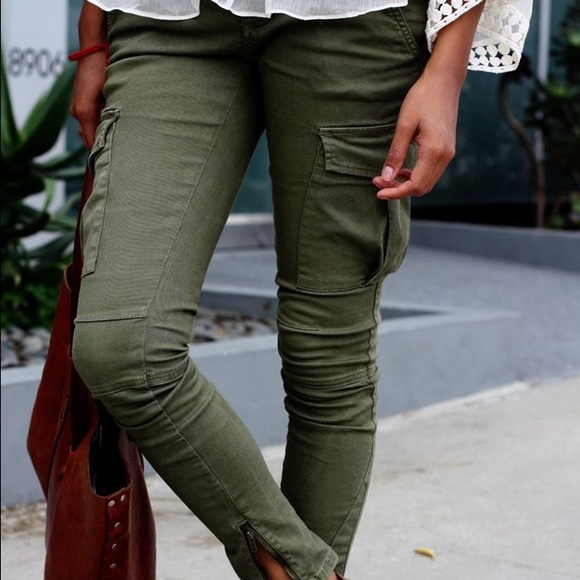 Excellent Condition//Army Green Skinny Cargo Pants - Picture 2 of 5