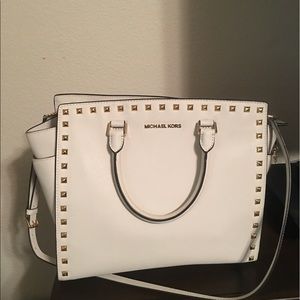 Authentic large white Michael kors studded Selma