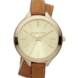 Michael Kora Double Wrap Leather Strap Watch 42mm
