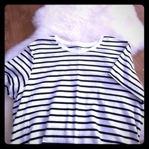 LL Bean navy and white striped Breton sailor top