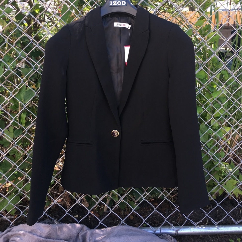 Black Blazer With Shiny Black Button