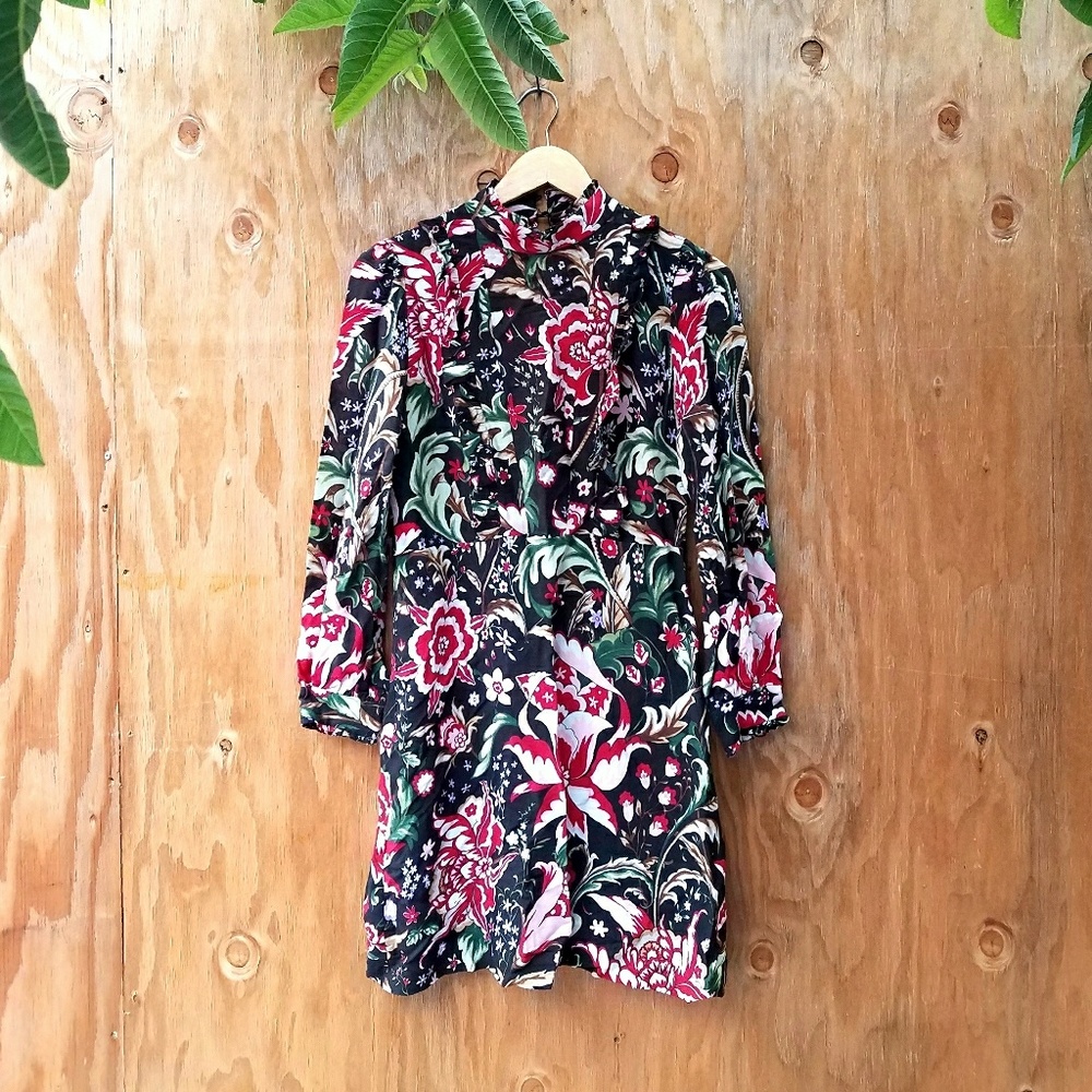 NWT Zara High neck Floral Dress