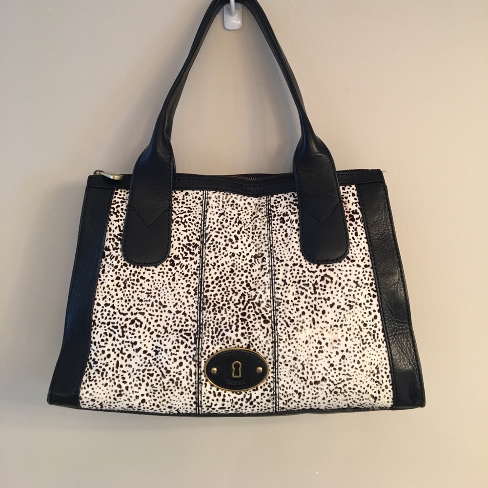 Fossil purse, animal print, cow hide look