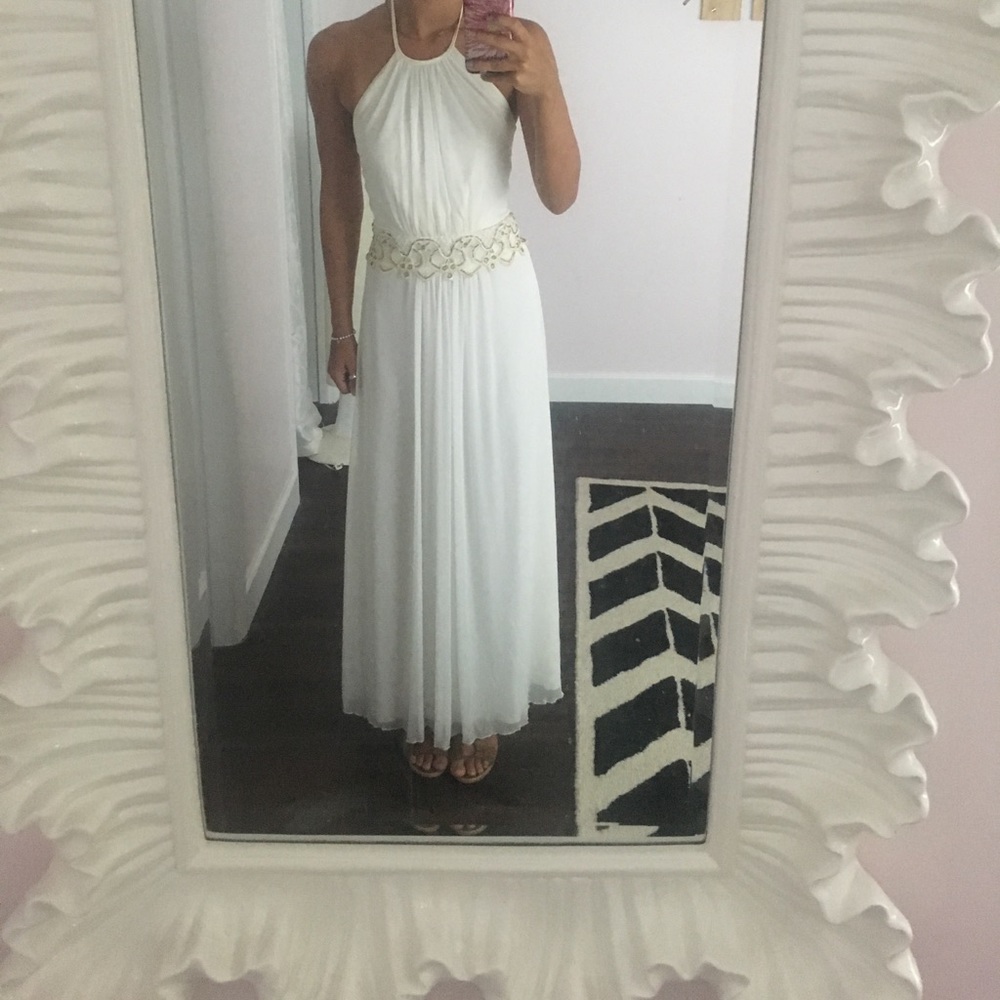 White halter gown