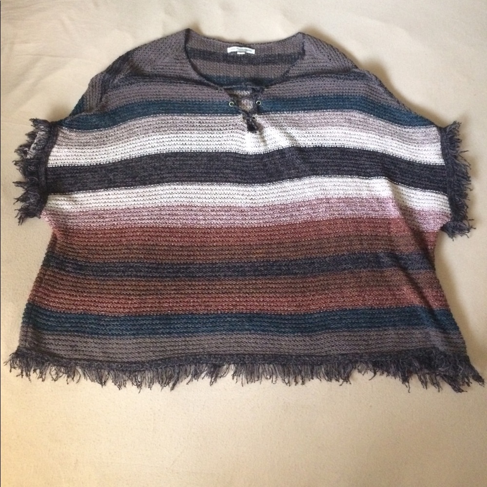 American Eagle woven poncho sweater