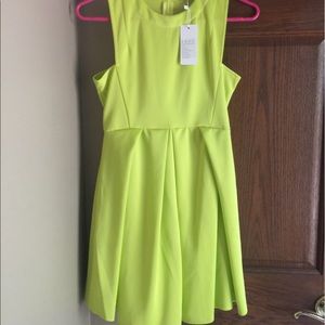 Neon green mini fit and flare dress BNWT