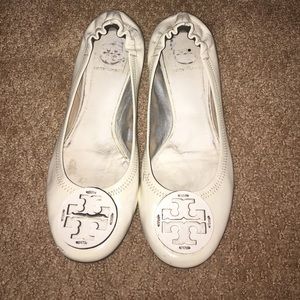 Tory Burch patent leather white flats