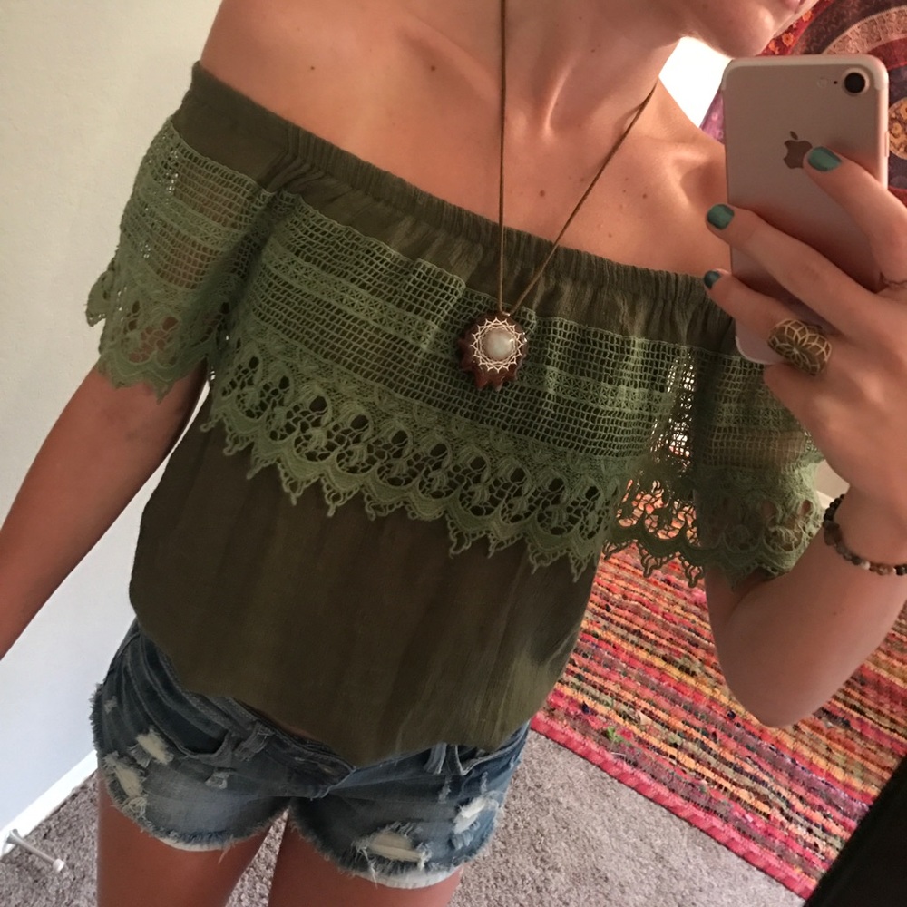 Boho Off the Shoulder Lace Top