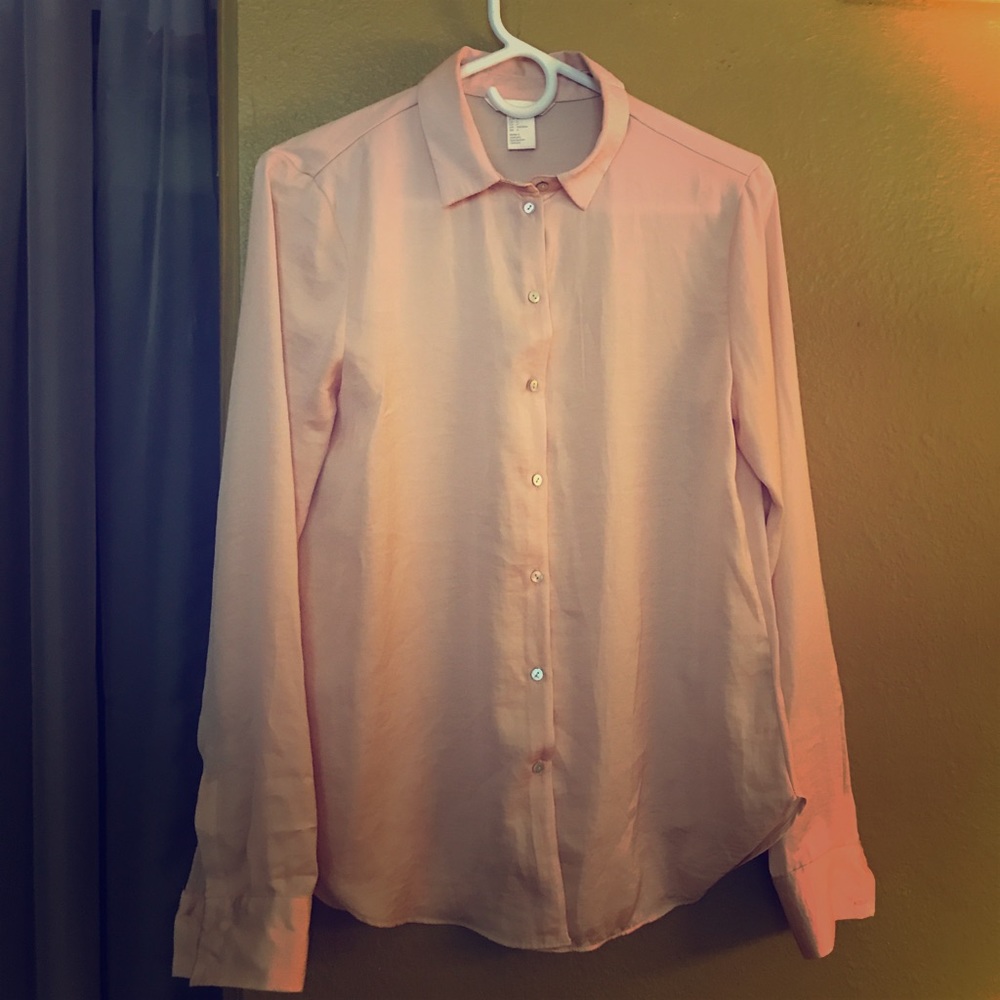 Silk button up peach