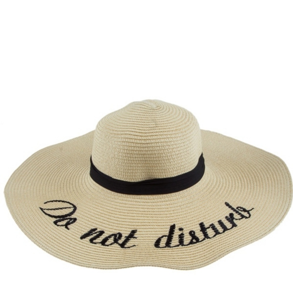 Floppy Summer beach straw hat embroidered - Picture 2 of 3