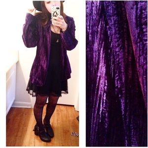 Crushed velvet purple blazer jacket