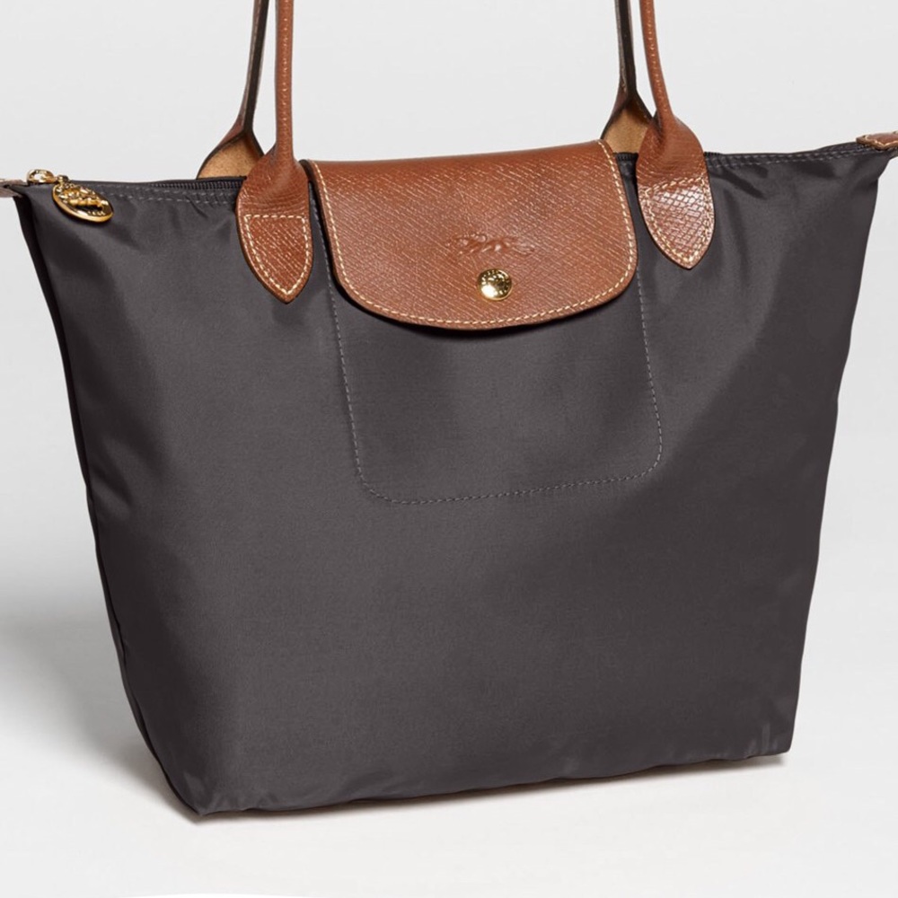 Longchamp Le Pliage Small Gray Shoulder Tote Bag