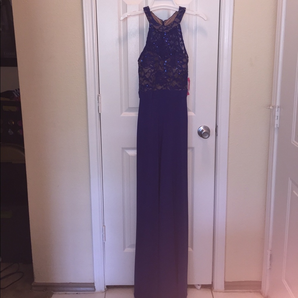 Long lace high neck gown