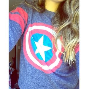 Navy blue Captain America logo sweatshirt