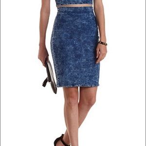 Charlotte Russe acid washed denim pencil skirt