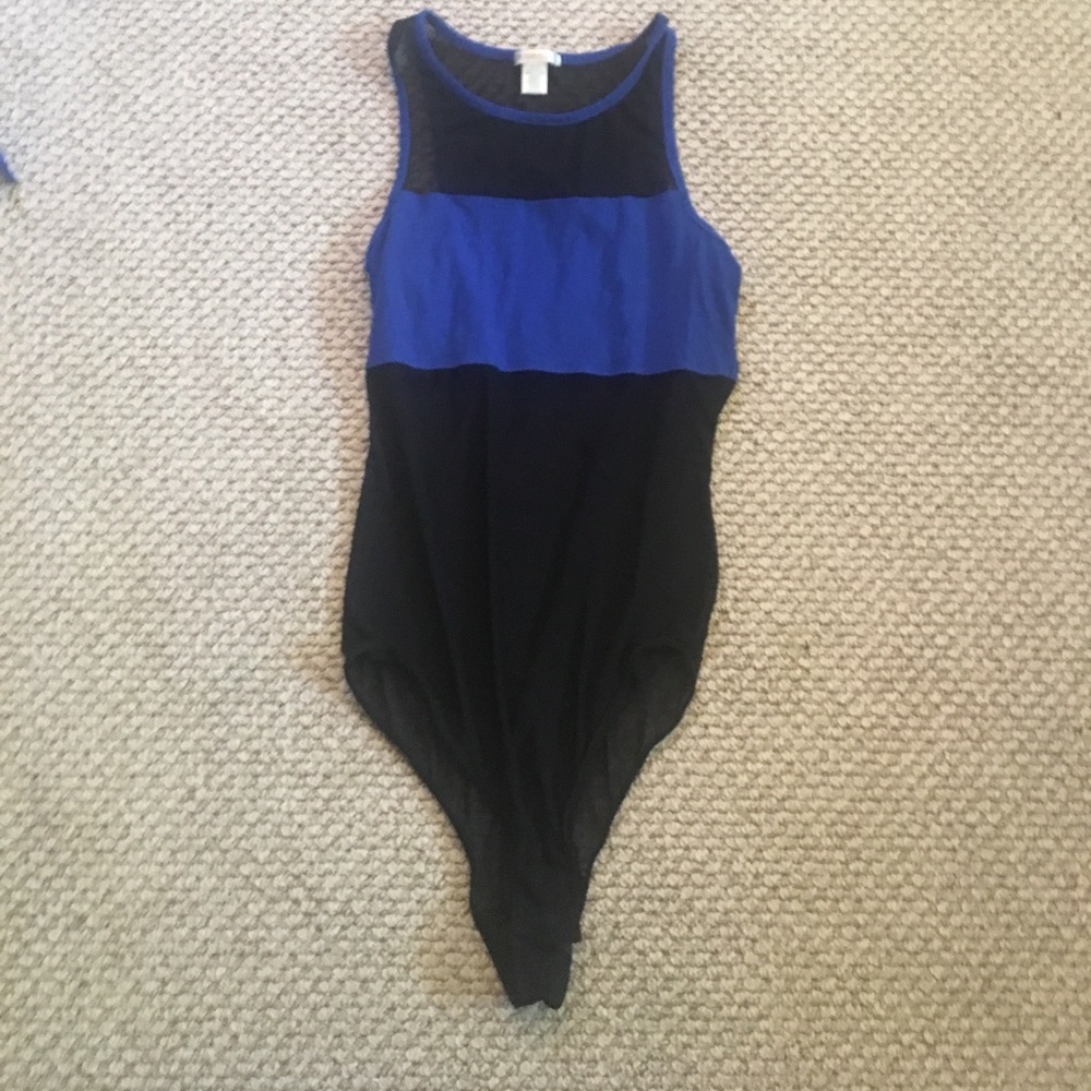 Blue and mesh bodysuit
