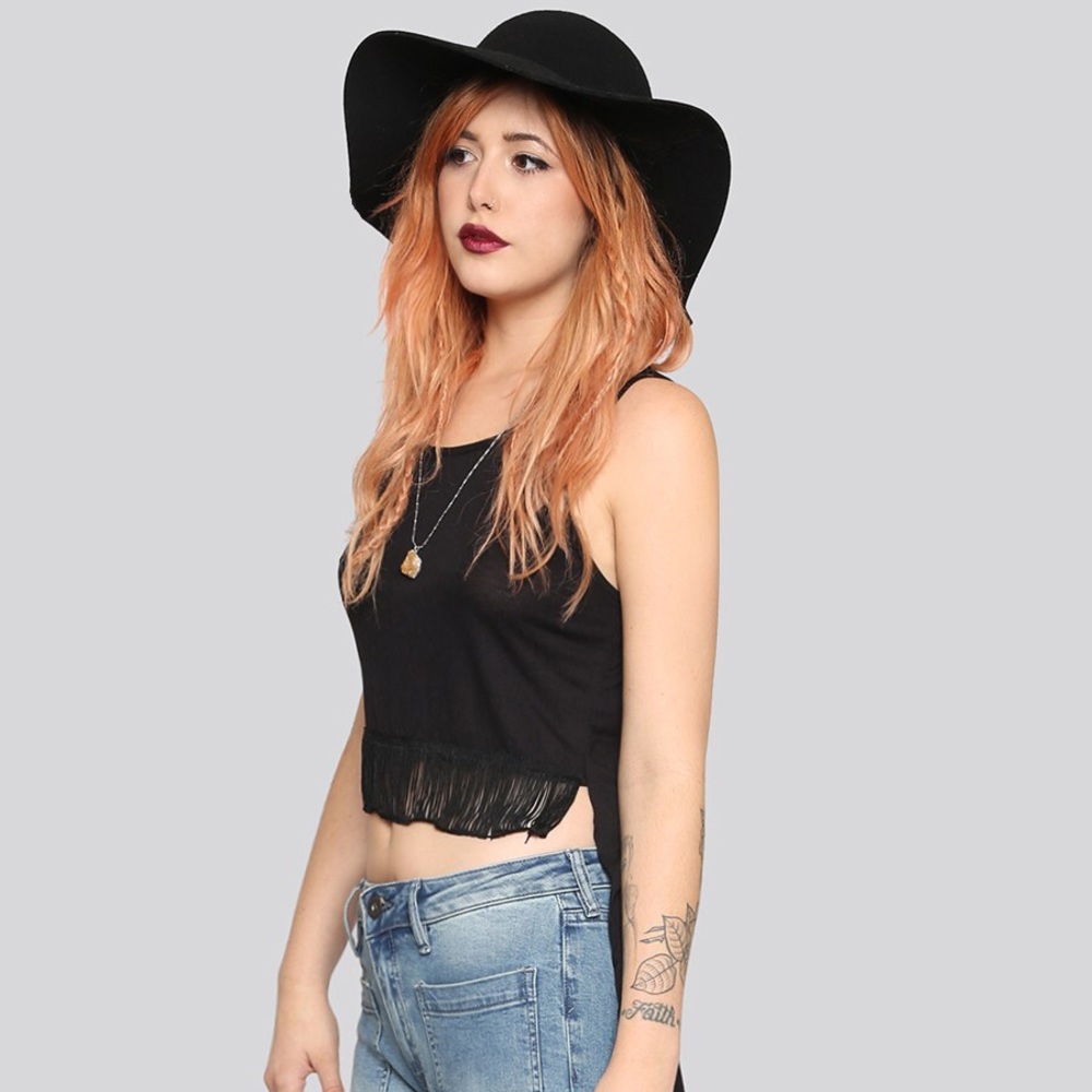 High Low Fringe Top