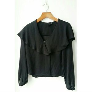 ASOS black cropped sailor style loose blouse