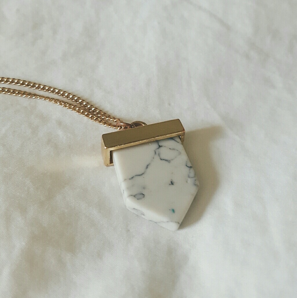 Faux Marble and Gold Necklace