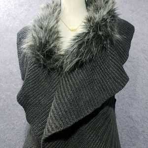 Faux Fur Grey Sweater Vest size XL