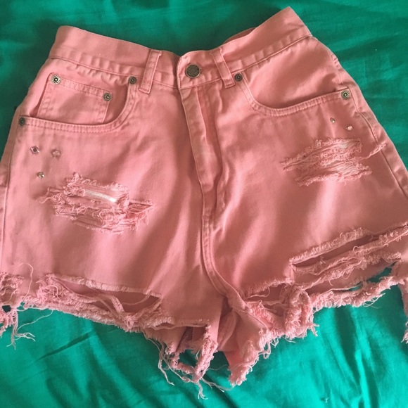 Pants - Pink jean shorts