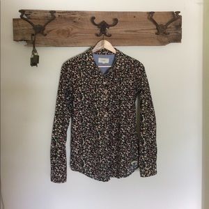 Anthropologie flower cordouroy blouse