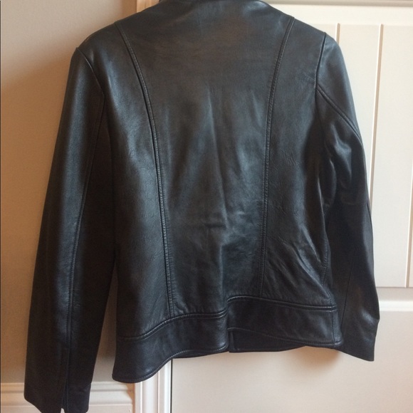Black leather Moto style jacket - Picture 3 of 6