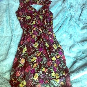 Vintage Silk Floral Pattern Dress