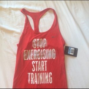 Stop exercising start training Nike dri-fit tank
