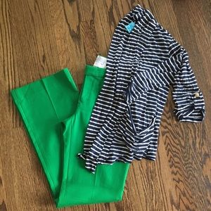 Navy and Light Cream Striped Cotton Cardigan