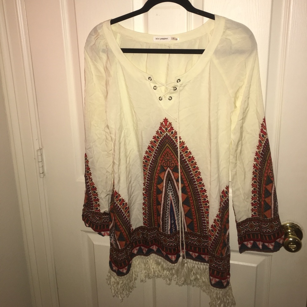 NEVER WORN Blu Pepper dress/shirt with tassels!