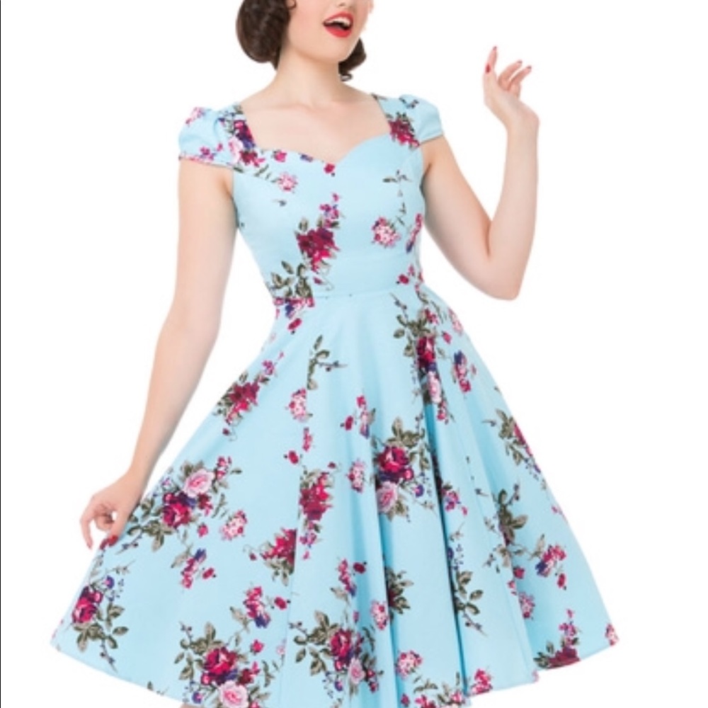 H&R London Royal Roses Blue Spring Dress