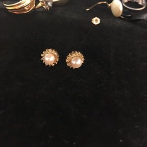 14K Pearl&Diamonds Earrings (Studs)