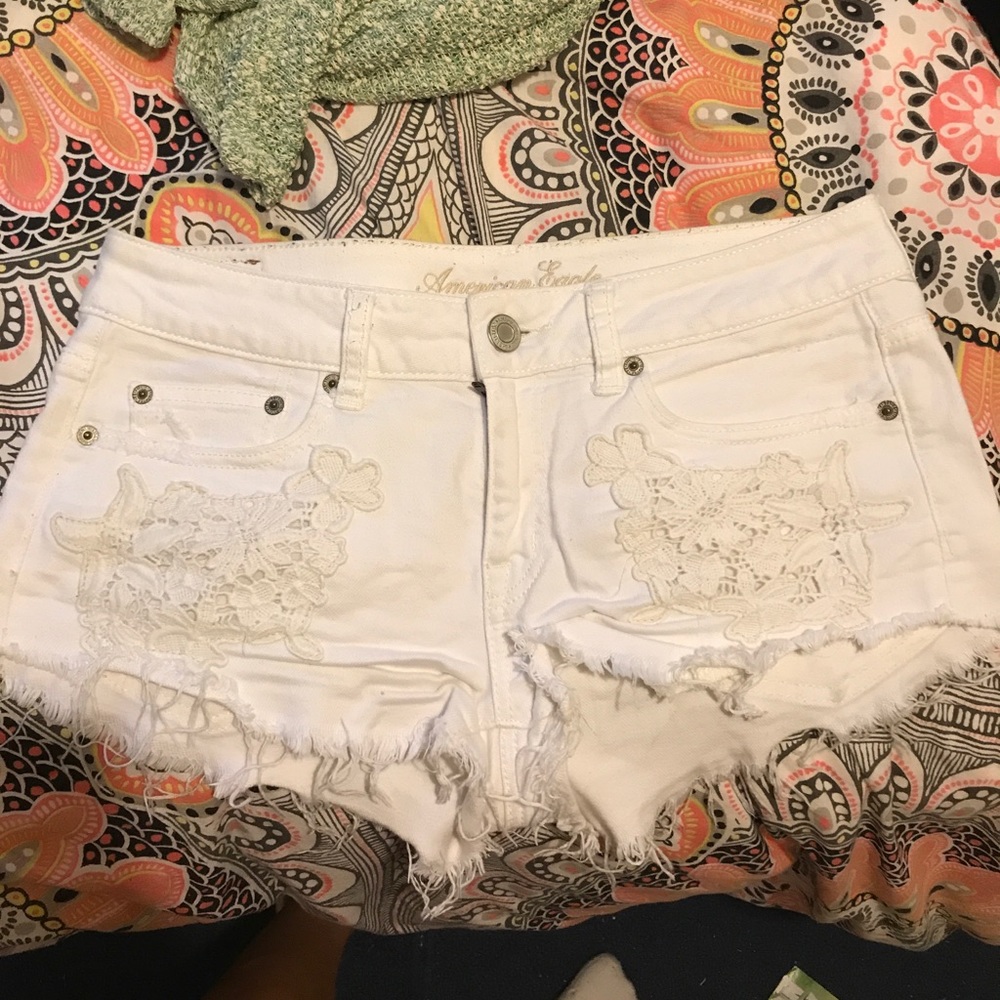White jean shorts