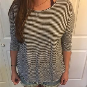 3/4 length sleeve striped jegging t