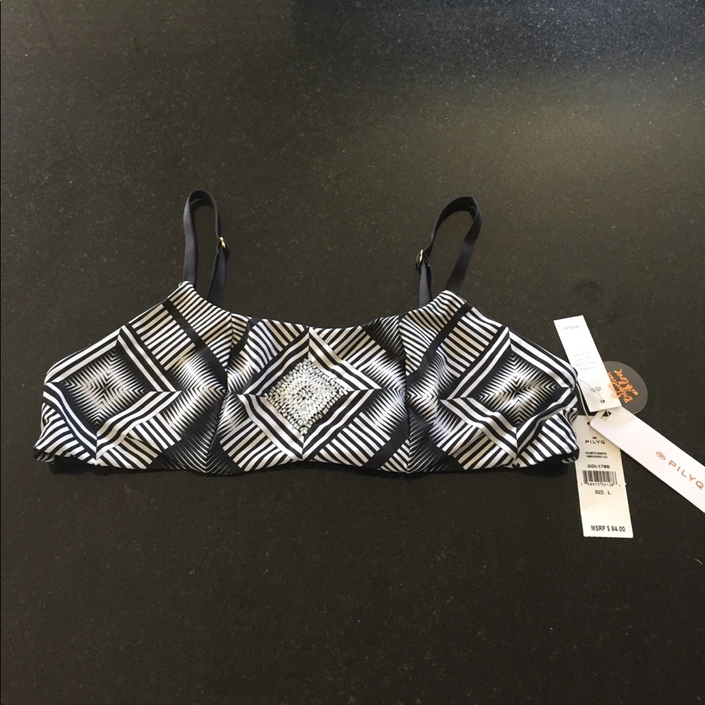 PilyQ Lila diamond beaded bikini top