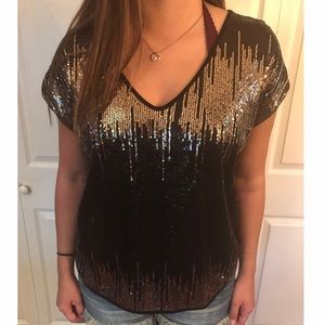 Black and gold sequin top
