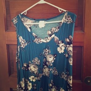 Blue and floral tank top