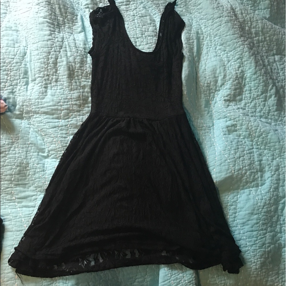Lace black mesh dress