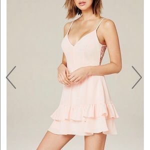 BEBE pink lace back dress