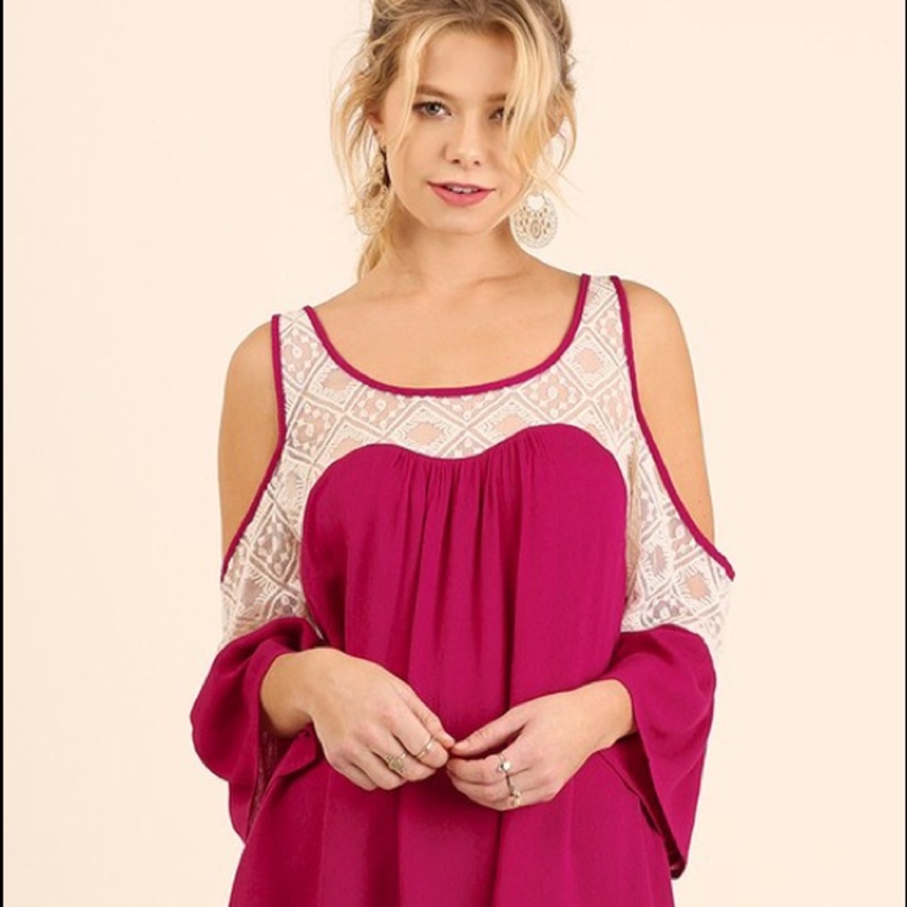 SOLD! Cold Shoulder with Lace Detail