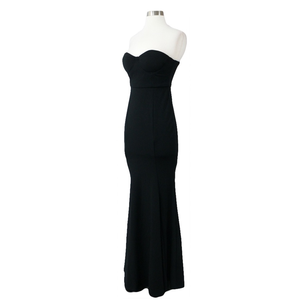 Black Fishtail Bustier Bandeau Long Dress - Picture 6 of 7