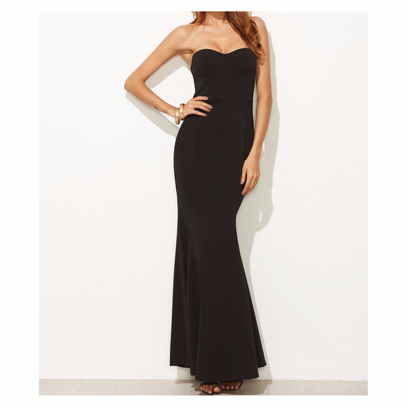 MBM Unlimited Dresses & Skirts - Black Fishtail Bustier Bandeau Long Dress