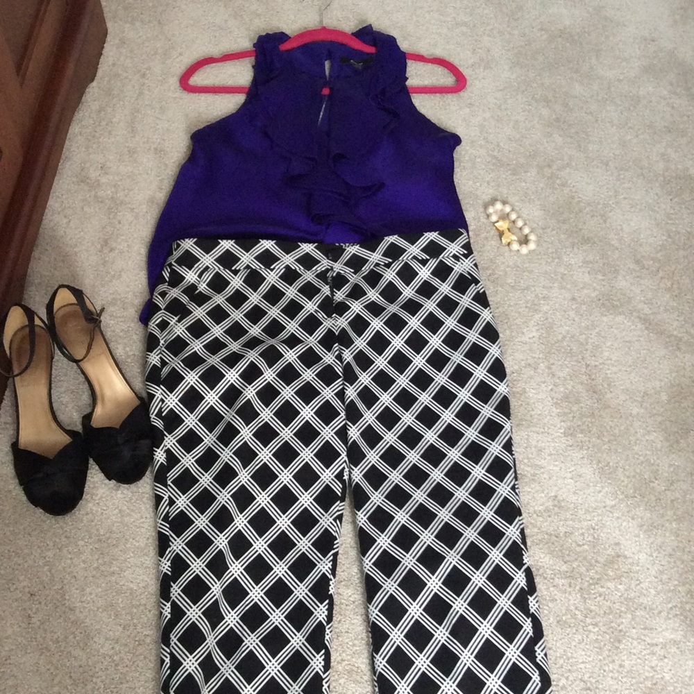 Express black white Columnist slim ankle pant 6R