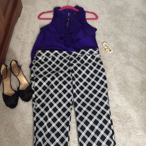 Express black white Columnist slim ankle pant 6R