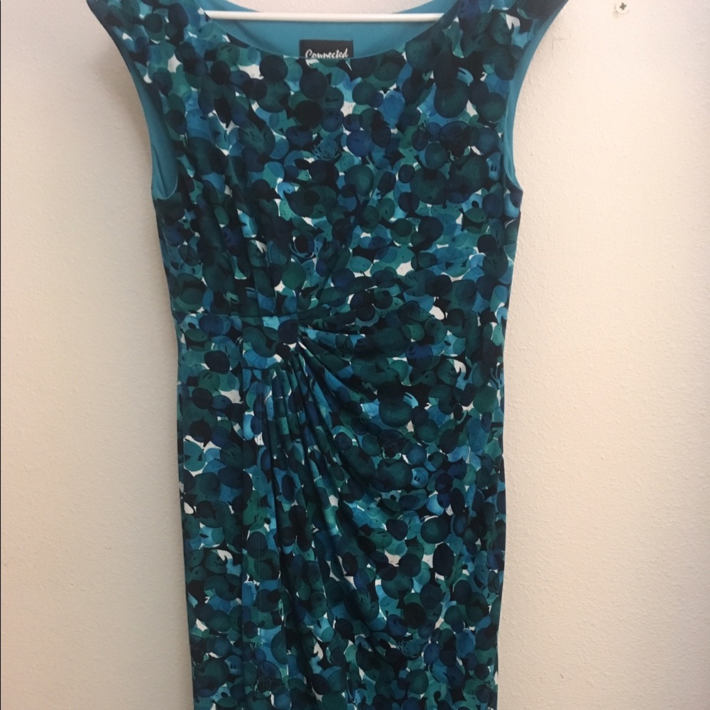 Faux Wrap Dress SZ 8 Fun Blue Pattern