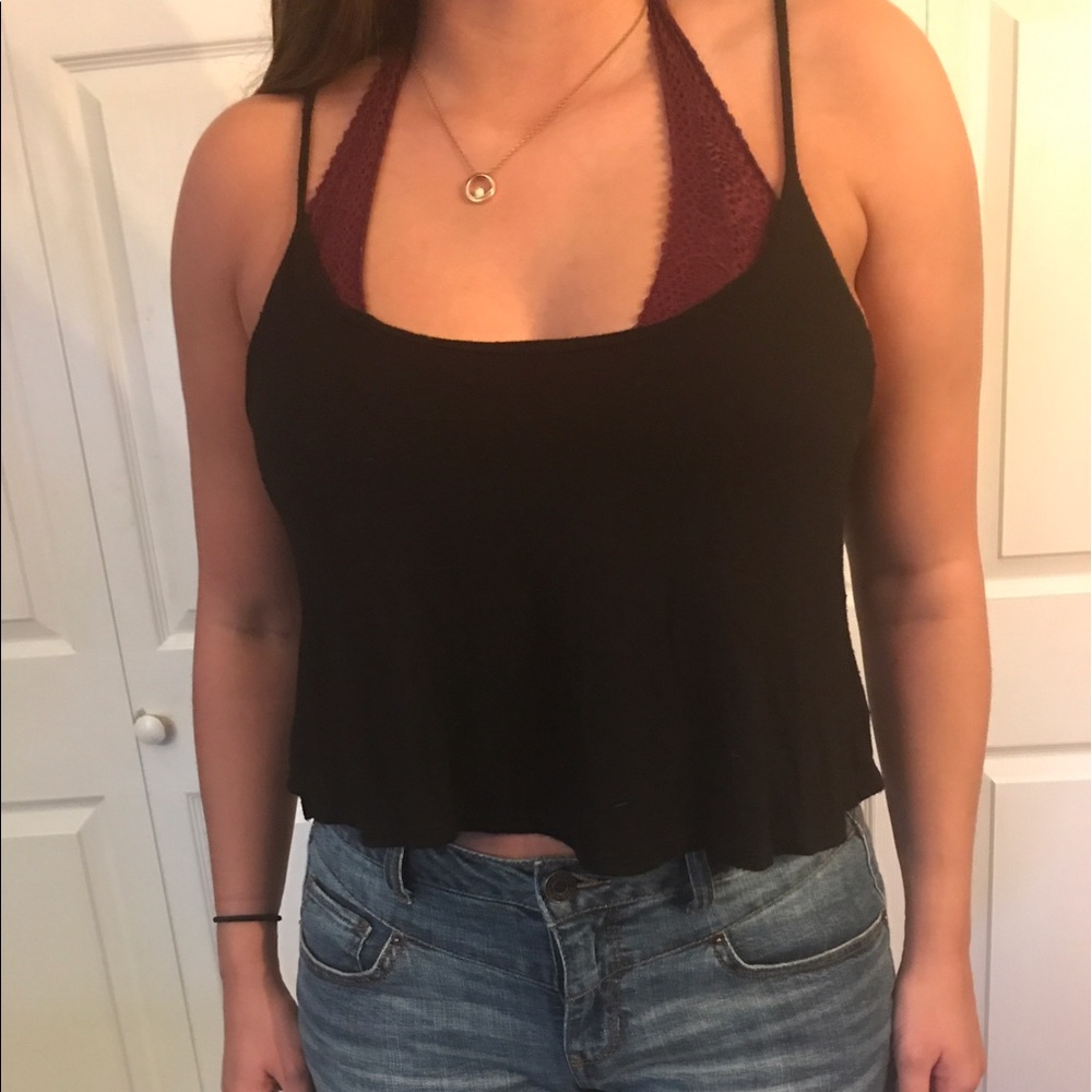 Black crop top tank top