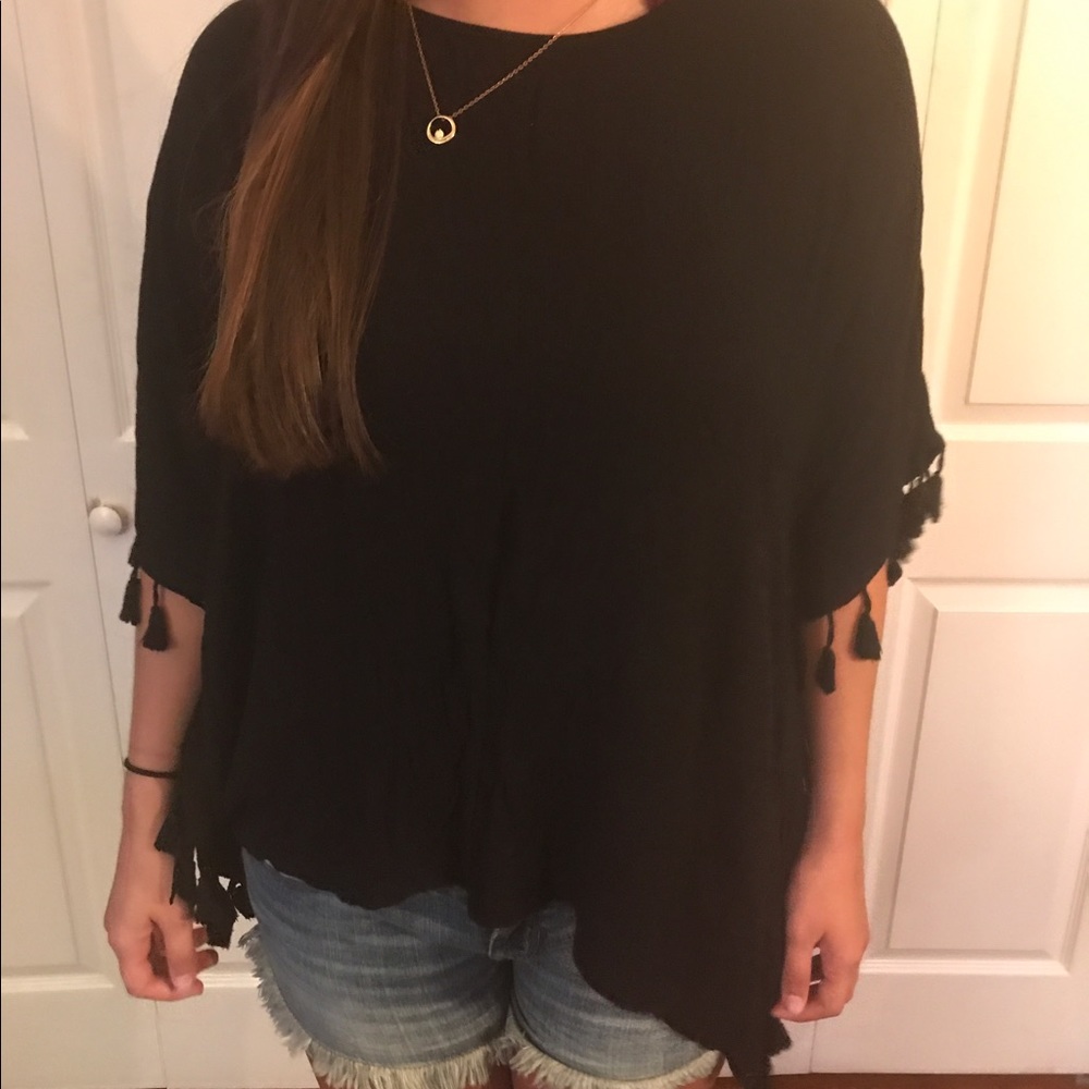 Oversized black poncho style shirt