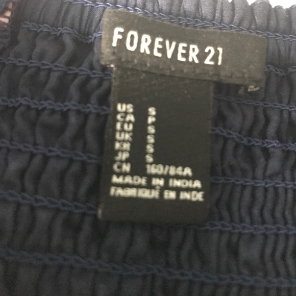 Short Strapless Floral Navy Dress - Picture 3 of 3