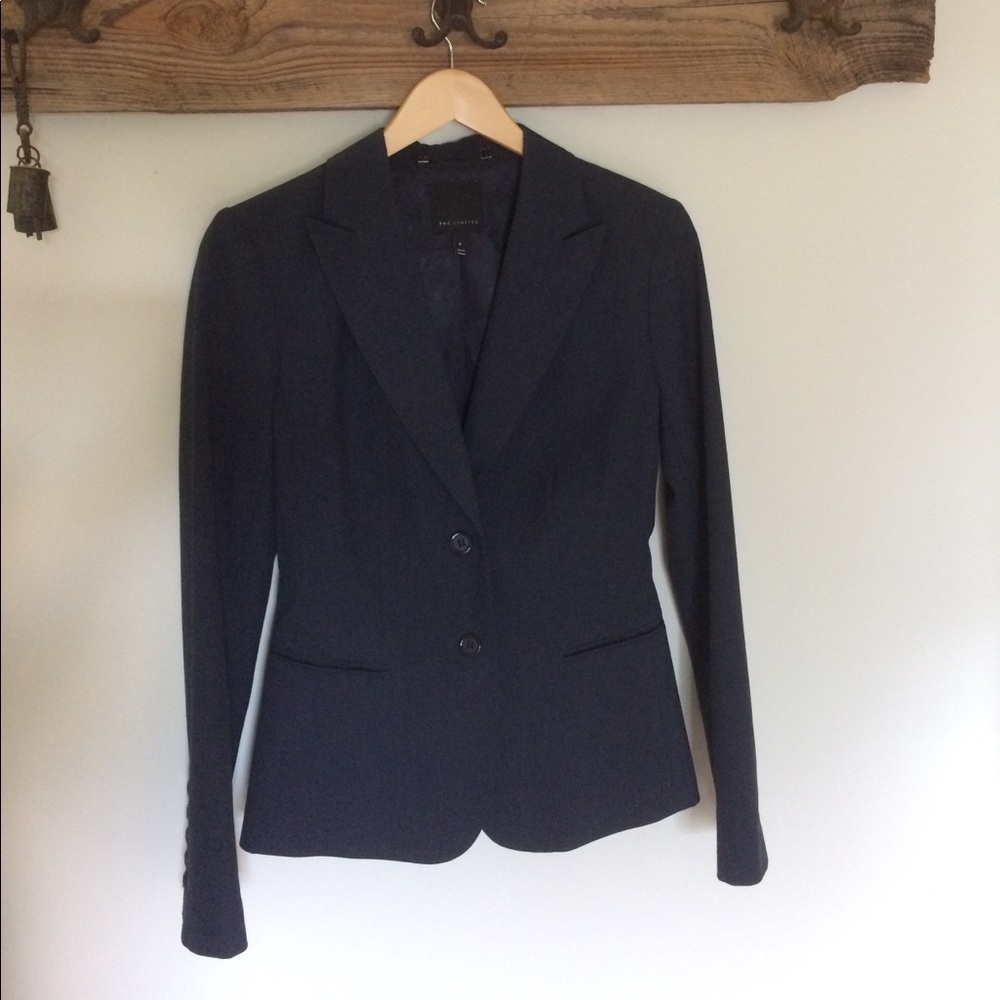 Blue-Black Blazer with Stitch Detail